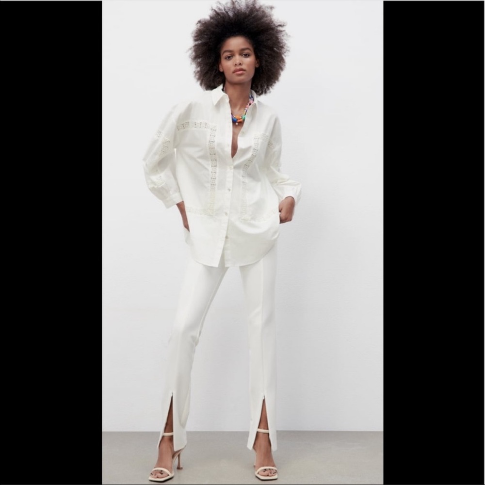 Zara Embroidered Button down shirt